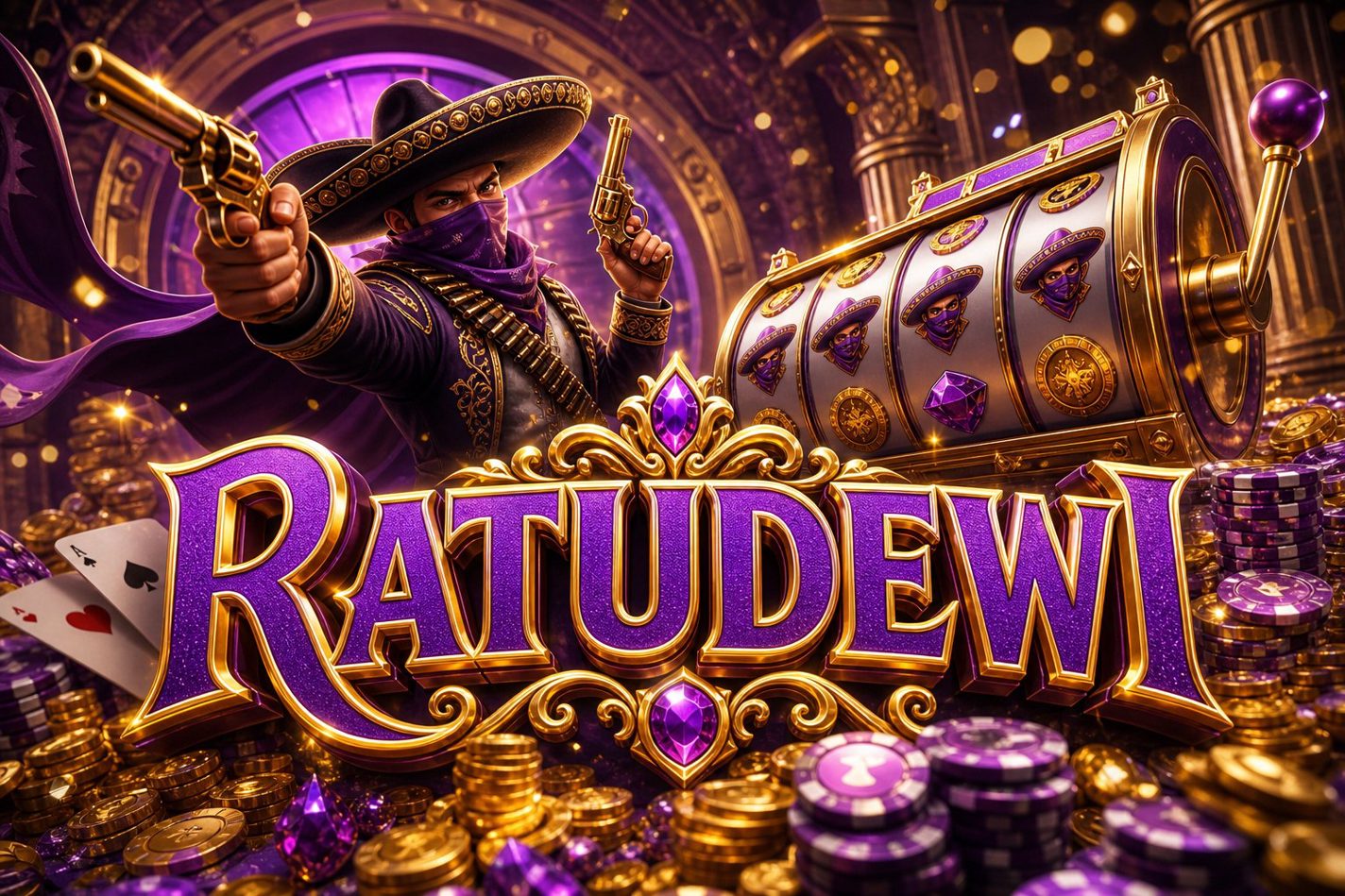 Ilustrasi tema visual Fortune Gems dan Mahjong Ways di RATUDEWI dengan nuansa permata dan ubin klasik